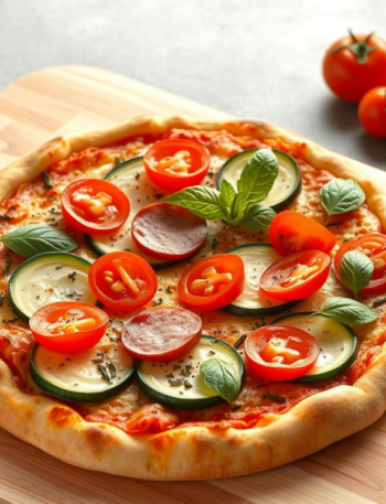 Summer Pizza with Salami, Zucchini, and Tomatoes