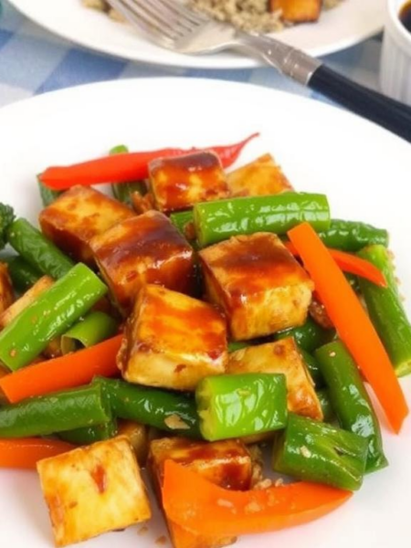 Crispy Teriyaki Tofu with Stir-Fried Vegetables